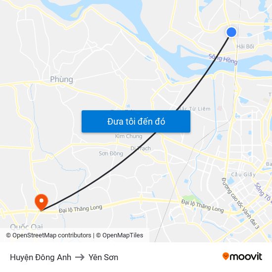 Huyện Đông Anh to Yên Sơn map