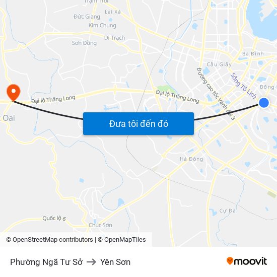 Phường Ngã Tư Sở to Yên Sơn map