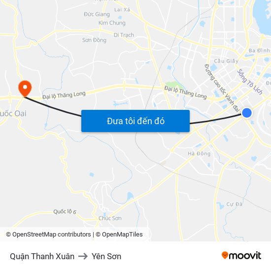 Quận Thanh Xuân to Yên Sơn map