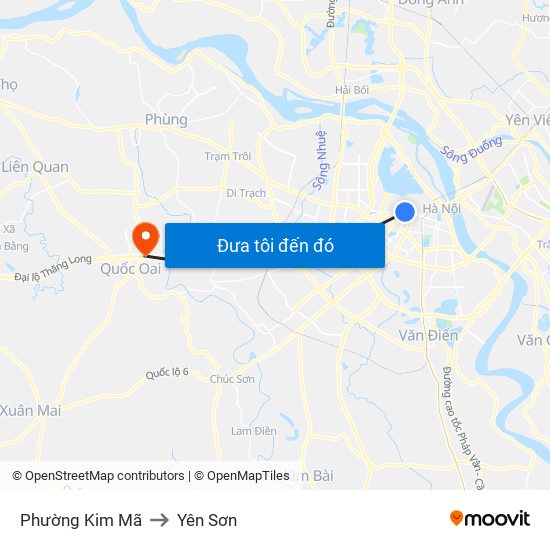 Phường Kim Mã to Yên Sơn map