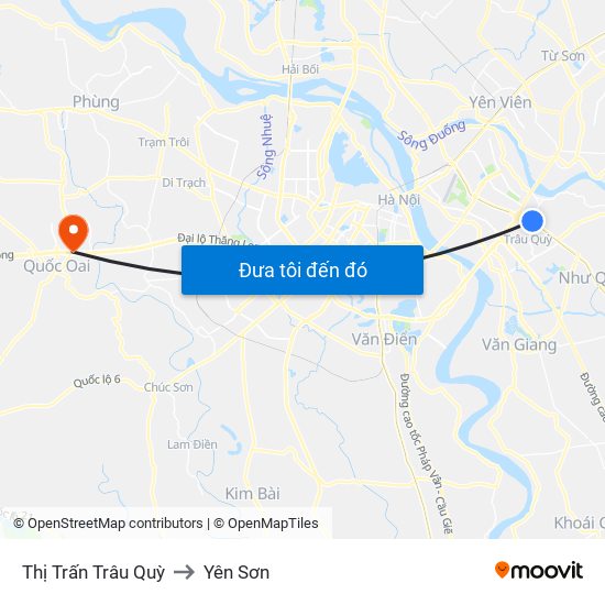 Thị Trấn Trâu Quỳ to Yên Sơn map