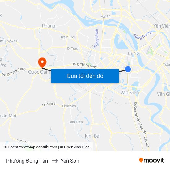 Phường Đồng Tâm to Yên Sơn map