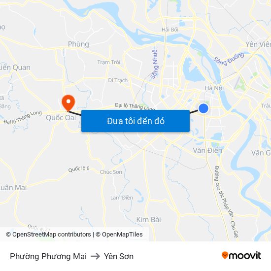 Phường Phương Mai to Yên Sơn map