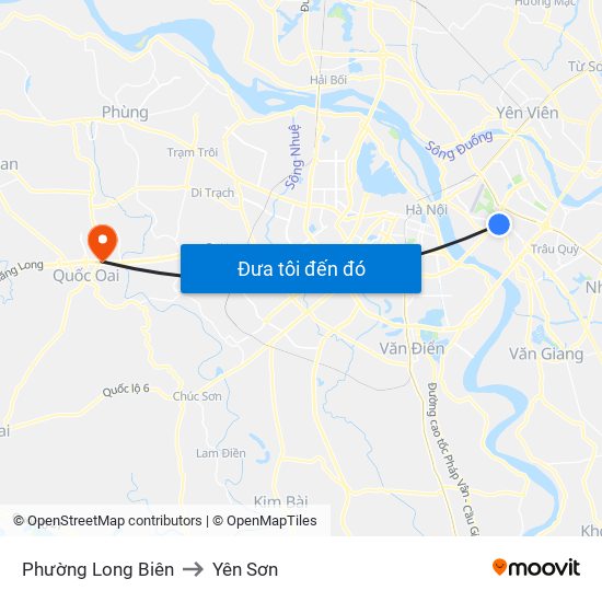 Phường Long Biên to Yên Sơn map