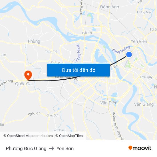 Phường Đức Giang to Yên Sơn map