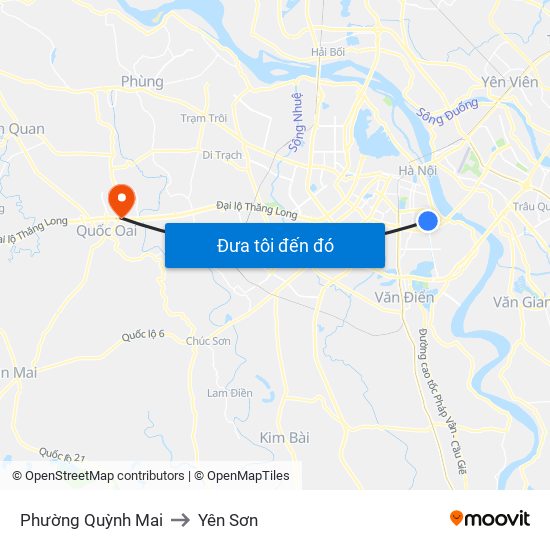 Phường Quỳnh Mai to Yên Sơn map