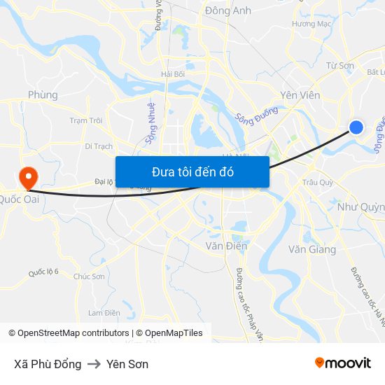 Xã Phù Đổng to Yên Sơn map