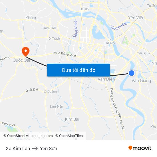 Xã Kim Lan to Yên Sơn map