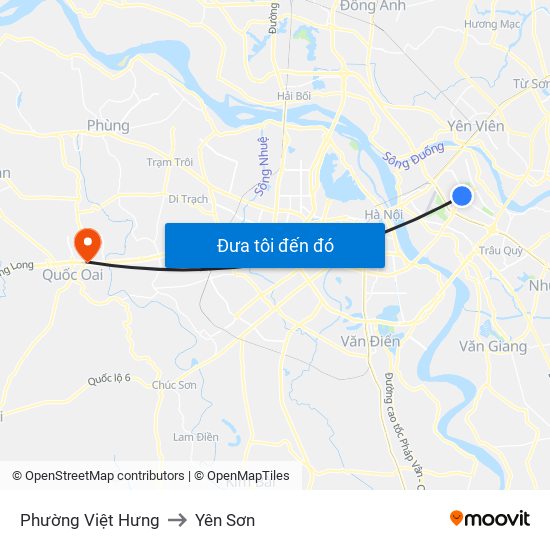 Phường Việt Hưng to Yên Sơn map
