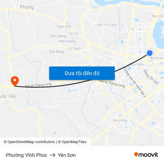 Phường Vĩnh Phúc to Yên Sơn map