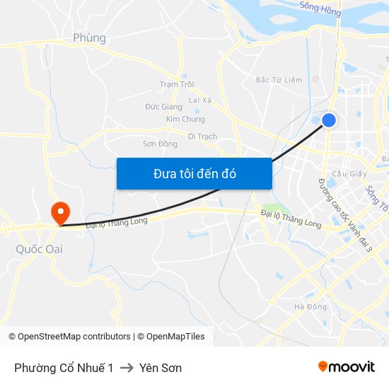 Phường Cổ Nhuế 1 to Yên Sơn map