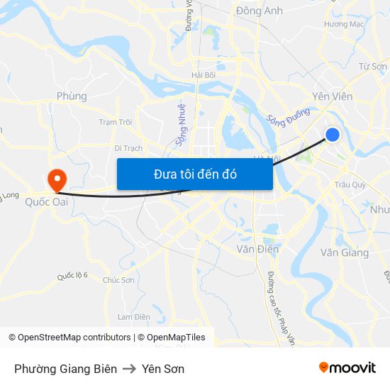 Phường Giang Biên to Yên Sơn map