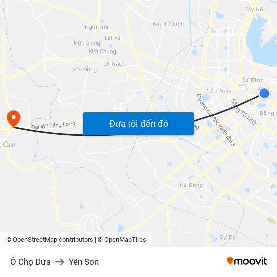 Ô Chợ Dừa to Yên Sơn map