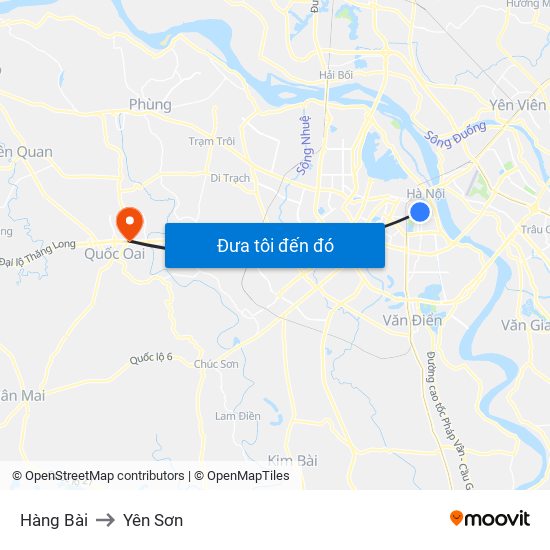 Hàng Bài to Yên Sơn map