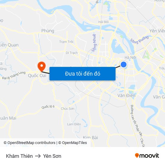 Khâm Thiên to Yên Sơn map