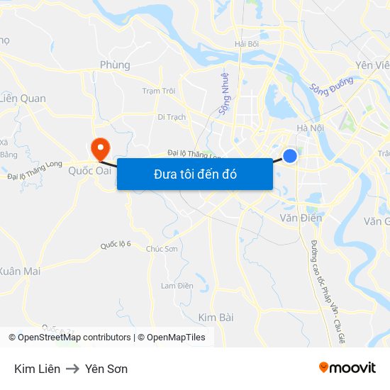 Kim Liên to Yên Sơn map