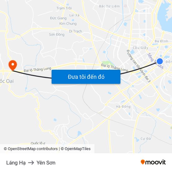 Láng Hạ to Yên Sơn map