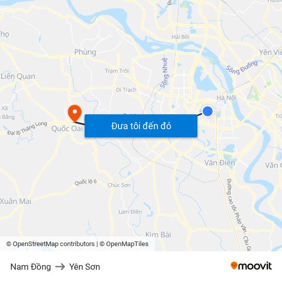 Nam Đồng to Yên Sơn map