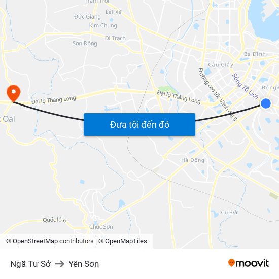 Ngã Tư Sở to Yên Sơn map