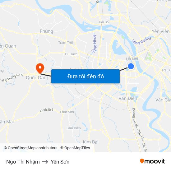 Ngô Thì Nhậm to Yên Sơn map