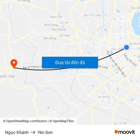 Ngọc Khánh to Yên Sơn map