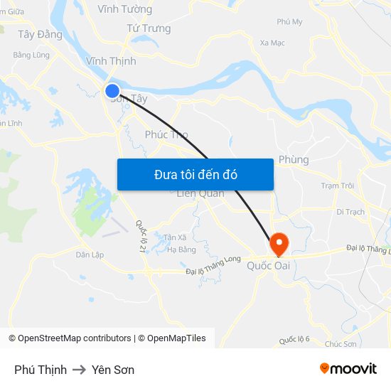 Phú Thịnh to Yên Sơn map