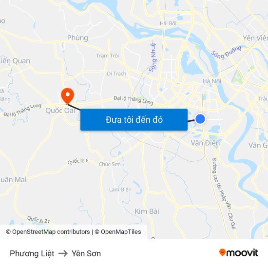 Phương Liệt to Yên Sơn map