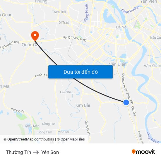 Thường Tín to Yên Sơn map
