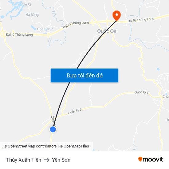 Thủy Xuân Tiên to Yên Sơn map