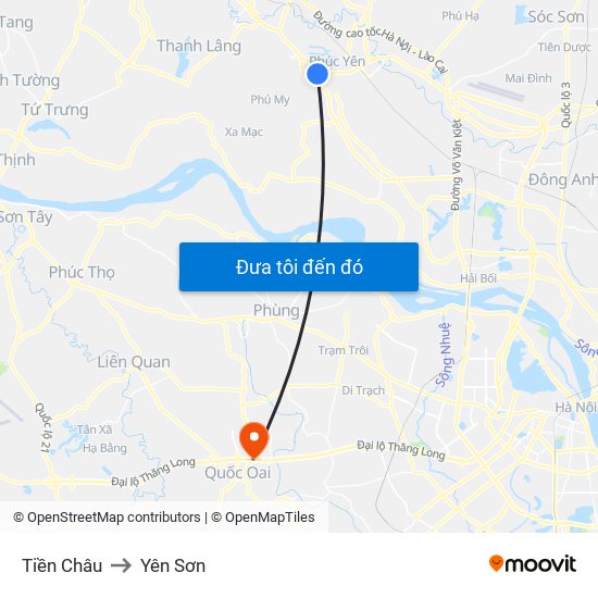 Tiền Châu to Yên Sơn map