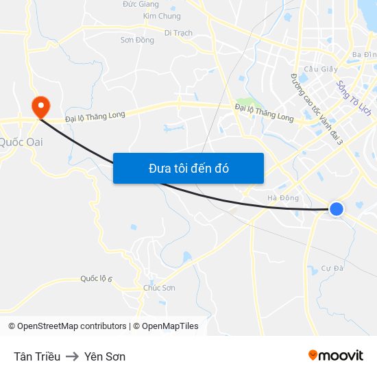 Tân Triều to Yên Sơn map