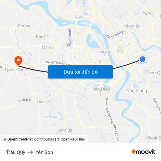 Trâu Quỳ to Yên Sơn map