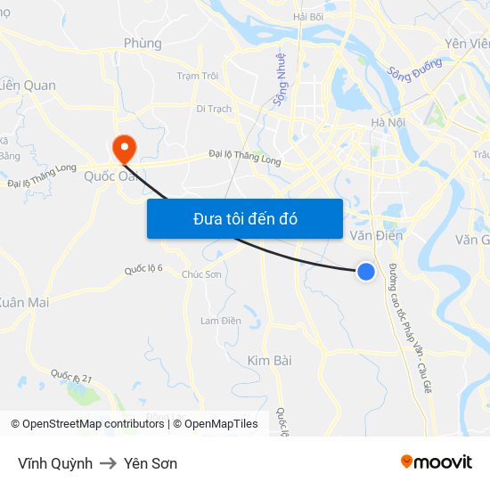 Vĩnh Quỳnh to Yên Sơn map