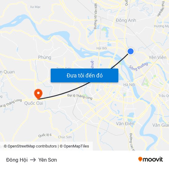 Đông Hội to Yên Sơn map