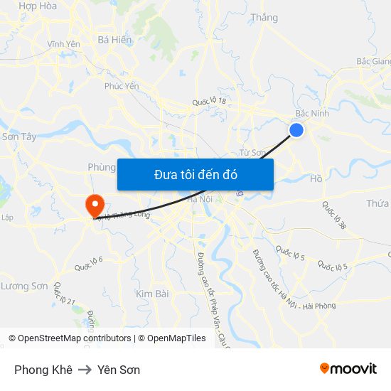 Phong Khê to Yên Sơn map