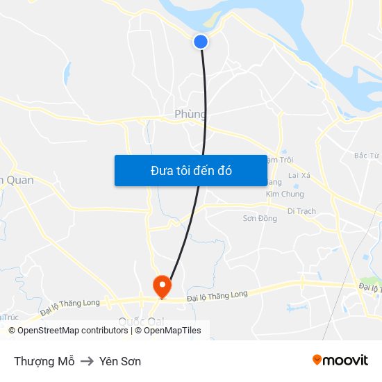 Thượng Mỗ to Yên Sơn map