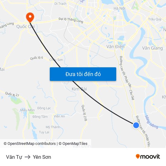 Văn Tự to Yên Sơn map