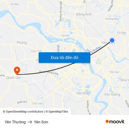 Yên Thường to Yên Sơn map