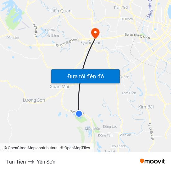 Tân Tiến to Yên Sơn map