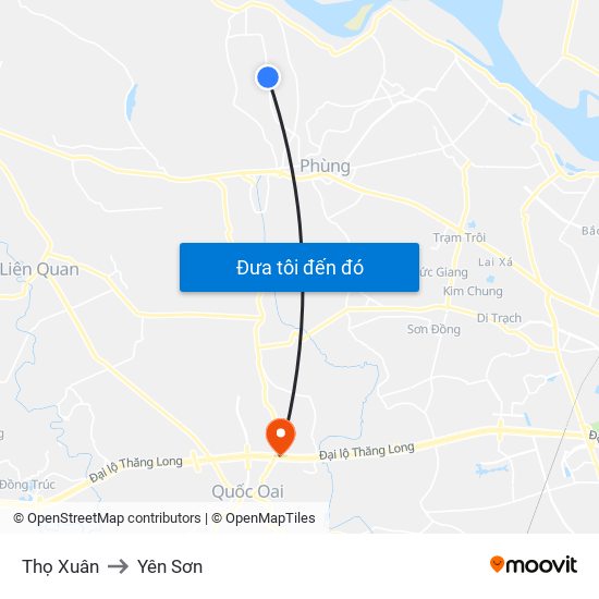 Thọ Xuân to Yên Sơn map