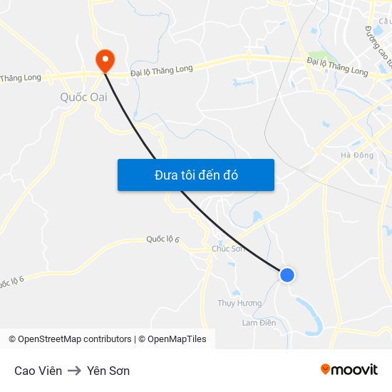 Cao Viên to Yên Sơn map
