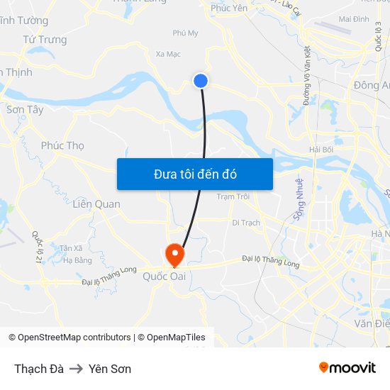 Thạch Đà to Yên Sơn map