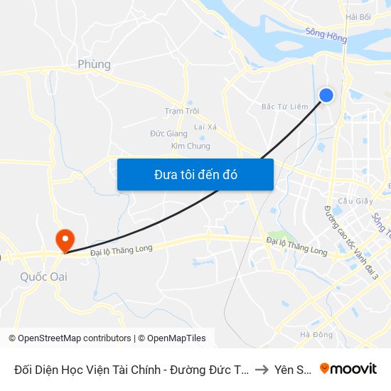 Đối Diện Học Viện Tài Chính - Đường Đức Thắng to Yên Sơn map