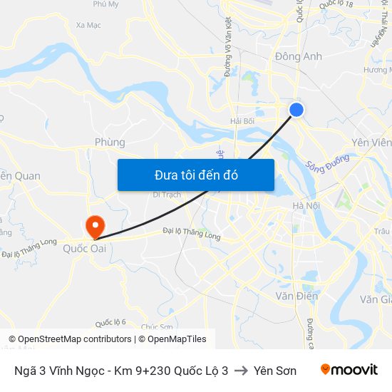 Ngã 3 Vĩnh Ngọc - Km 9+230 Quốc Lộ 3 to Yên Sơn map