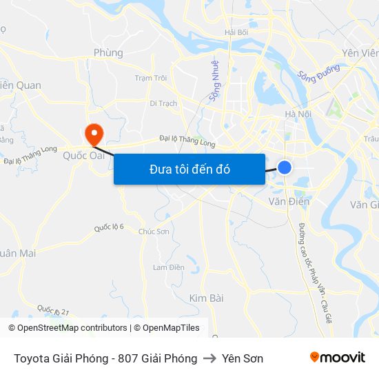 Toyota Giải Phóng - 807 Giải Phóng to Yên Sơn map