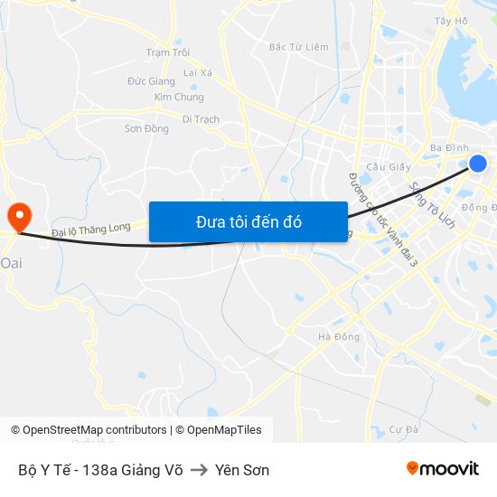 Bộ Y Tế - 138a Giảng Võ to Yên Sơn map