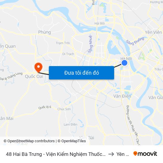 48 Hai Bà Trưng - Viện Kiểm Nghiệm Thuốc Trung Ương to Yên Sơn map