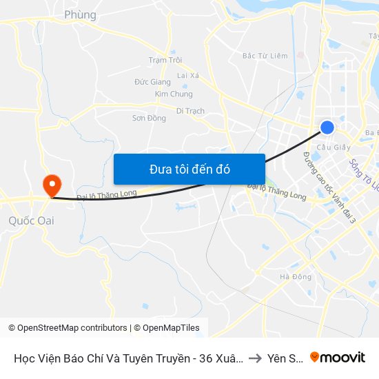 Học Viện Báo Chí Và Tuyên Truyền - 36 Xuân Thủy to Yên Sơn map