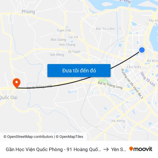 Gần Học Viện Quốc Phòng - 91 Hoàng Quốc Việt to Yên Sơn map