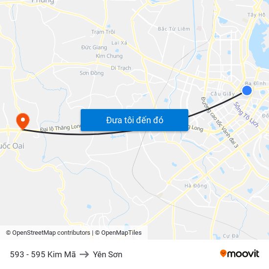593 - 595 Kim Mã to Yên Sơn map